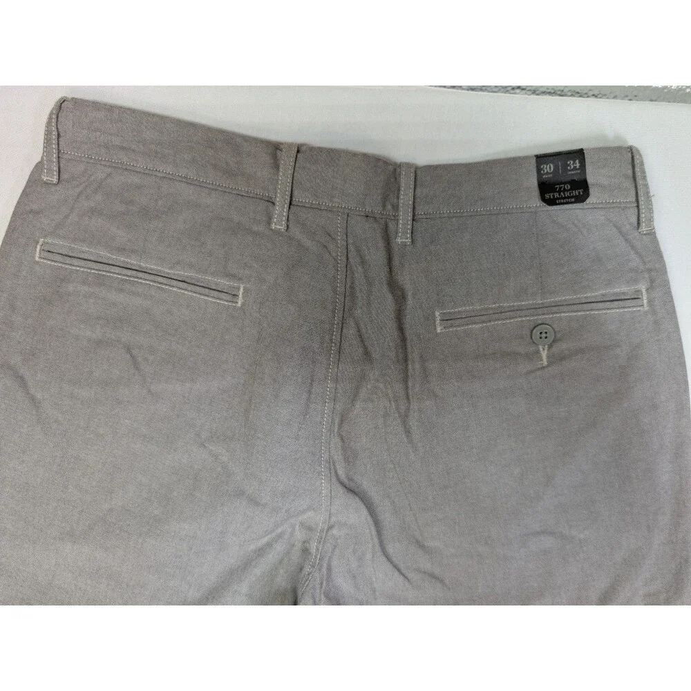 NWT J.Crew 770 Straight Fit Pants Men 30x34 Gray Stretch Chambray Chino G8132